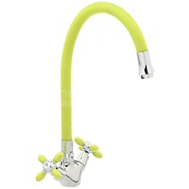 Смеситель д/кухни FRUD R44127-6 гибк. излив (зелёный) цвет. маховик