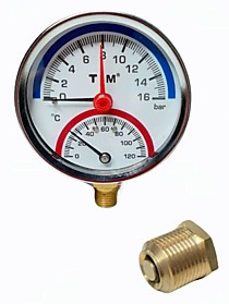 Термоманометр 1/4 радиал.(16 bar) (Y-80-16)